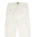 PERISCOPE Womens White Regular Fit Straight Leg Trousers W34 L31 Button Closure