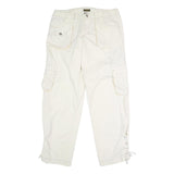 PERISCOPE Womens White Regular Fit Straight Leg Trousers W34 L31 Button Closure