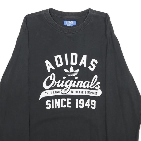 ADIDAS Mens Black Originals Crew Neck S Cotton Logo Sweatshirt Casual