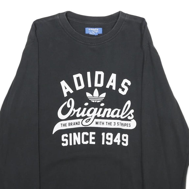 ADIDAS Mens Black Originals Crew Neck S Cotton Logo Sweatshirt Casual