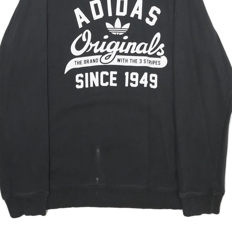 ADIDAS Mens Black Originals Crew Neck S Cotton Logo Sweatshirt Casual