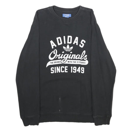 ADIDAS Mens Black Originals Crew Neck S Cotton Logo Sweatshirt Casual