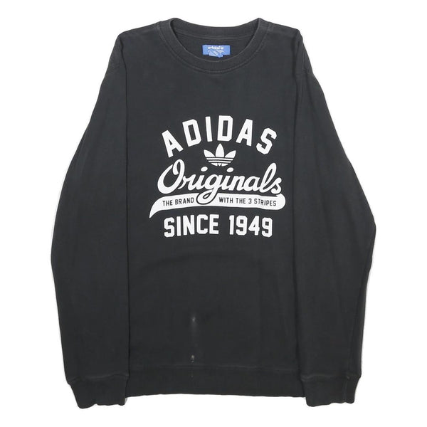 ADIDAS Mens Black Originals Crew Neck S Cotton Logo Sweatshirt Casual