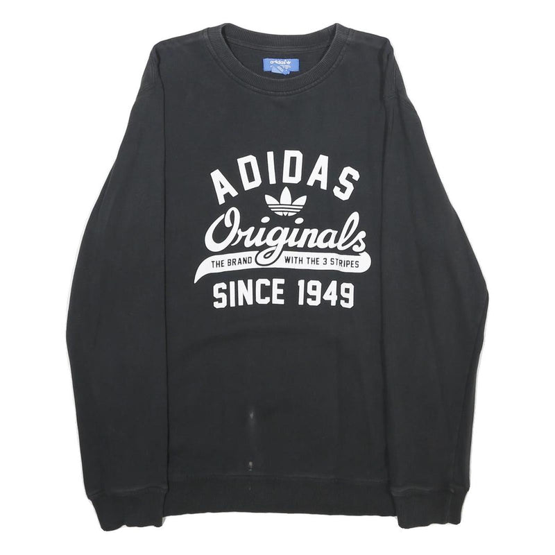 ADIDAS Mens Black Originals Crew Neck S Cotton Logo Sweatshirt Casual