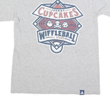 JOHNNY CUPCAKES Mens Grey & Navy Wiffleball Graphic T-Shirt M Short Sleeve Crew