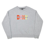 DKNY Mens Grey Cotton Blend Crew Neck M Sweatshirt Colour Block Logo Pullover