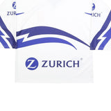 OCHSNER Mens White & Blue Modern S Long Sleeve V-Neck Zurich Logo T-Shirt