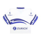 OCHSNER Mens White & Blue Modern S Long Sleeve V-Neck Zurich Logo T-Shirt