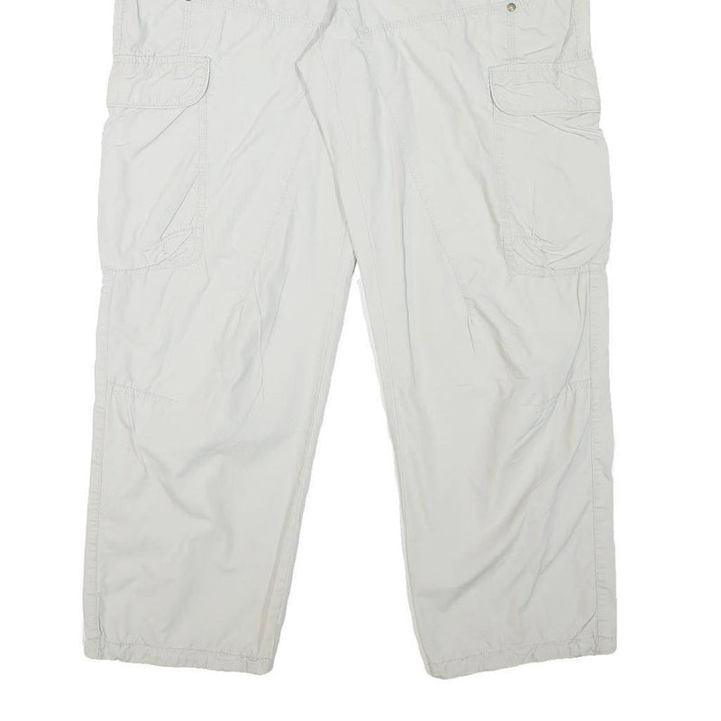 CASA BLANCA Mens Cotton Blend Relaxed White Cargo Trousers W37 L29 Zip Pockets