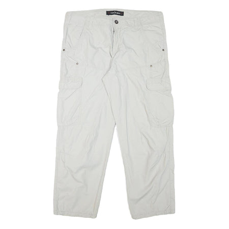 CASA BLANCA Mens Cotton Blend Relaxed White Cargo Trousers W37 L29 Zip Pockets