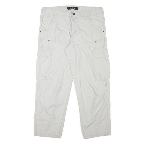 CASA BLANCA Mens Cotton Blend Relaxed White Cargo Trousers W37 L29 Zip Pockets