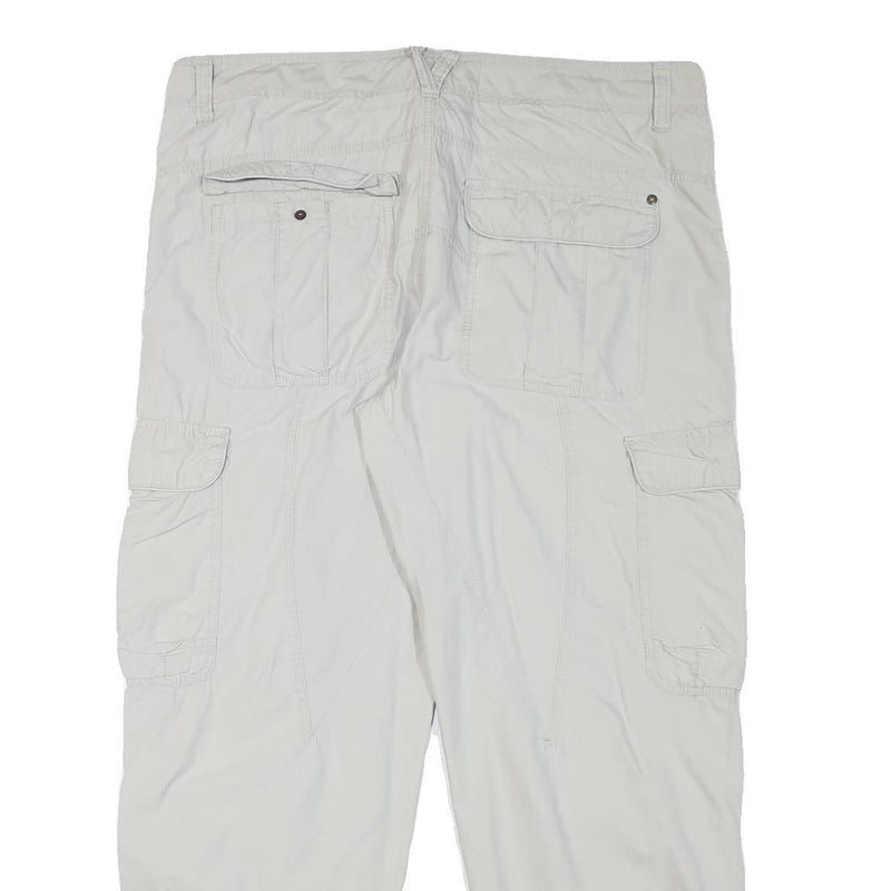 CASA BLANCA Mens Cotton Blend Relaxed White Cargo Trousers W37 L29 Zip Pockets