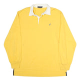 NAUTICA Mens Yellow & White Long Sleeve Plain XL Cotton Polo Shirt