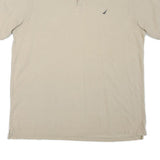 NAUTICA Mens Beige XL Cotton Blend Short Sleeve Plain Polo Shirt Casual Summer