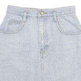 Womens Blue Denim Cotton Blend Mini Skirt XXS Classic A-Line Pocketed Casual