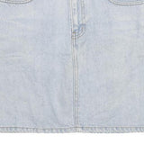 Womens Blue Denim Cotton Blend Mini Skirt XXS Classic A-Line Pocketed Casual