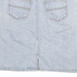 Womens Blue Denim Cotton Blend Mini Skirt XXS Classic A-Line Pocketed Casual