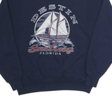 JERZEES Mens Navy Blue Sailing Florida Crew Neck Sweatshirt M Cotton