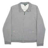 LAUREN RALPH LAUREN Womens Grey Cotton Blend Zip Jacket L Plain Casual