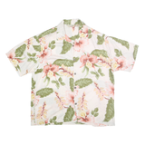 SUNNY ISLAND Mens White & Pink Floral Rayon Shirt XL Tropical Hawaiian Beachwear