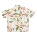 SUNNY ISLAND Mens White & Pink Floral Rayon Shirt XL Tropical Hawaiian Beachwear