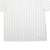 CLAY FERRY Mens White & Grey Striped Shirt XL Cotton Blend Short Sleeve Button