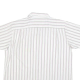 CLAY FERRY Mens White & Grey Striped Shirt XL Cotton Blend Short Sleeve Button