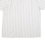 CLAY FERRY Mens White & Grey Striped Shirt XL Cotton Blend Short Sleeve Button