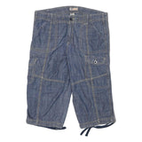 FADED GLORY Womens Blue Casual Denim Cargo Shorts XL W35 Stretch Cotton Blend