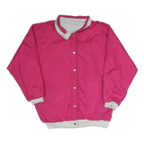 Womens Pink & Grey Plain Button Jacket M Polyester Blend Casual Light Layer