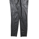 H&M Womens Black Slim Faux Leather Trousers W26 L28 Stylish Stretch Fit