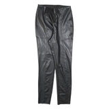 H&M Womens Black Slim Faux Leather Trousers W26 L28 Stylish Stretch Fit