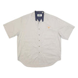 INFINITY BY CLASSIC Mens Beige Short Sleeve Shirt L Cotton Casual Summer Button