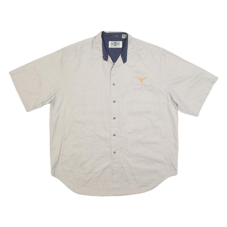 INFINITY BY CLASSIC Mens Beige Short Sleeve Shirt L Cotton Casual Summer Button