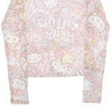 SAWRI Womens Pink Printed Long Sleeve Round Neck Top S Hello Kitty Mesh