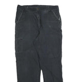 CARHARTT Mens Relaxed Black Cotton Blend Workwear Trousers W36 L34 Durable Fit