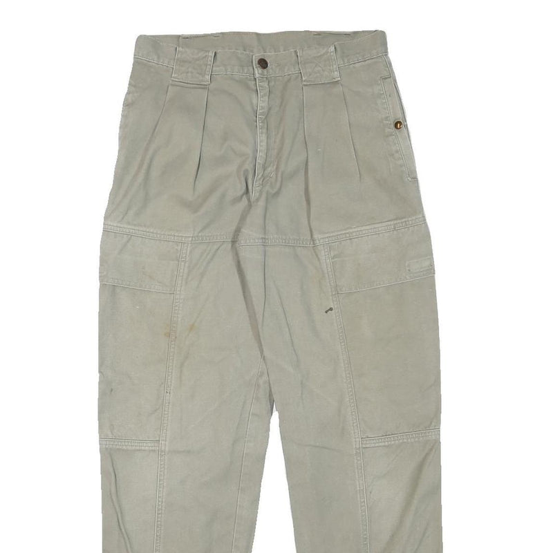 EL PASO Mens Cotton Blend Beige Regular Fit Trousers W28 L30 Casual Workwear Zip