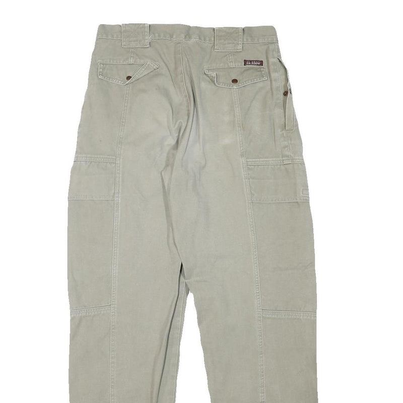 EL PASO Mens Cotton Blend Beige Regular Fit Trousers W28 L30 Casual Workwear Zip