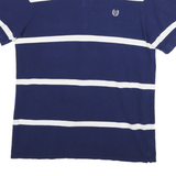 CHAPS Mens Blue & White Striped Short Sleeve Polo Shirt L Cotton Casual Classic