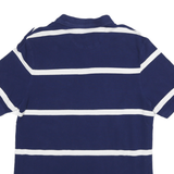 CHAPS Mens Blue & White Striped Short Sleeve Polo Shirt L Cotton Casual Classic