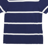CHAPS Mens Blue & White Striped Short Sleeve Polo Shirt L Cotton Casual Classic