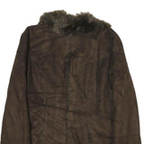 RICKI'S Womens Brown Faux Suede Classic Button Jacket M Soft Plush Collar