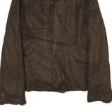 RICKI'S Womens Brown Faux Suede Classic Button Jacket M Soft Plush Collar