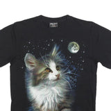 ROCK CHANG Mens Black Cat Graphic T-Shirt M Short Sleeve Crew Neck Cotton Blend