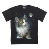 ROCK CHANG Mens Black Cat Graphic T-Shirt M Short Sleeve Crew Neck Cotton Blend