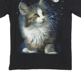 ROCK CHANG Mens Black Cat Graphic T-Shirt M Short Sleeve Crew Neck Cotton Blend