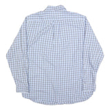 CHAPS Mens Blue & White Check Shirt L Cotton Long Sleeve Button-Down Collar
