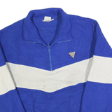 UNION BAY Womens Blue & White Plain Pullover Jumper 1/4 Zip L Cozy Casual