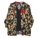 BIAGGINI Womens Black & Red Floral Button Shirt Long Sleeve V-Neck L Elegant