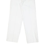 Womens White Cotton Blend Regular Fit Straight Leg Trousers W22 L28 Casual Zip